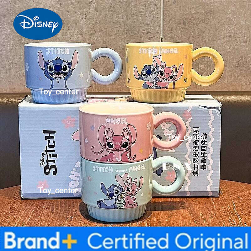 Disney Kawaii Cartoon Anime Peripheral Stitch Model New Ceramic Household Milk Coffee Mug High Appearance Stacked Cup Birthday Gift H260205