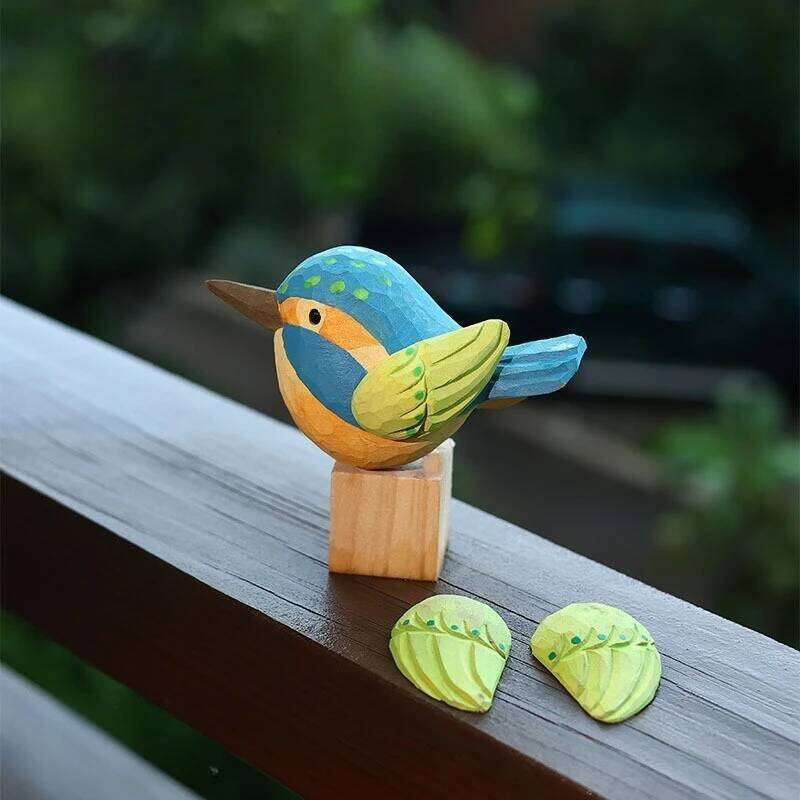 Hand Carved Realistic Bird Series Wooden Sculpture Adorable Home Desk Decor Handmade Wood Animal Miniatures Decoration Cute Gift S260204