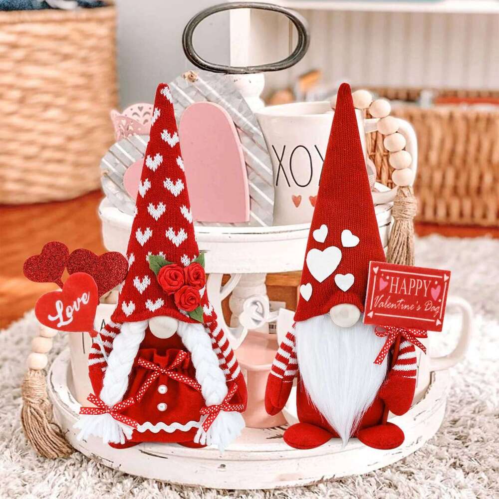 Valentine's Day Decorations Glowing Gnome Doll Ornaments Plush Knitted Love Faceless Dolls Holiday Party Surprise Gift S260204