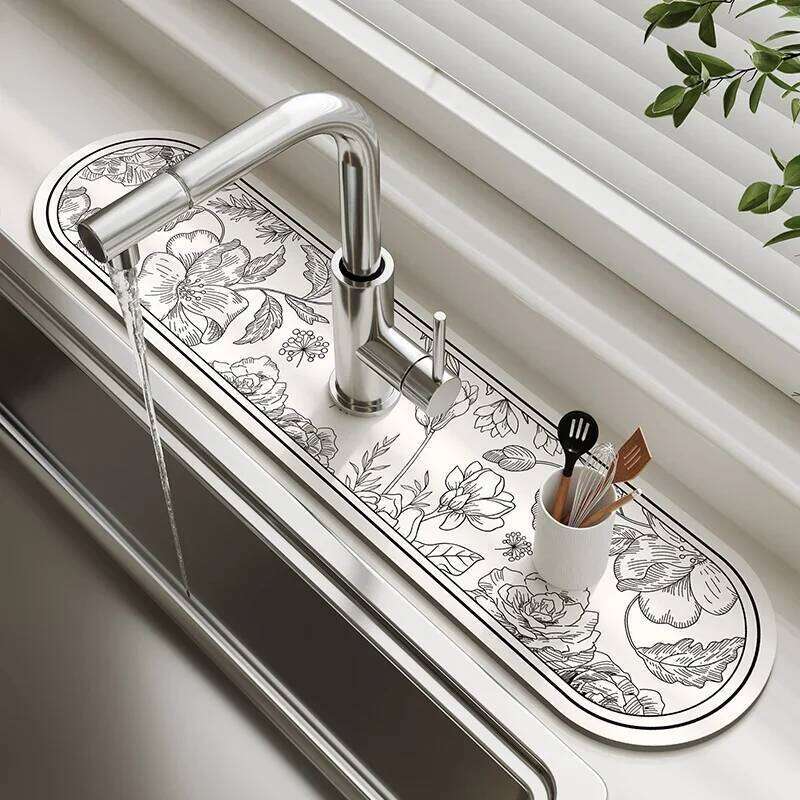 Diatomaceous Earth Faucet Drain Absorbent and Drying Countertop Sink Splash Mat, Kitchen Accessories