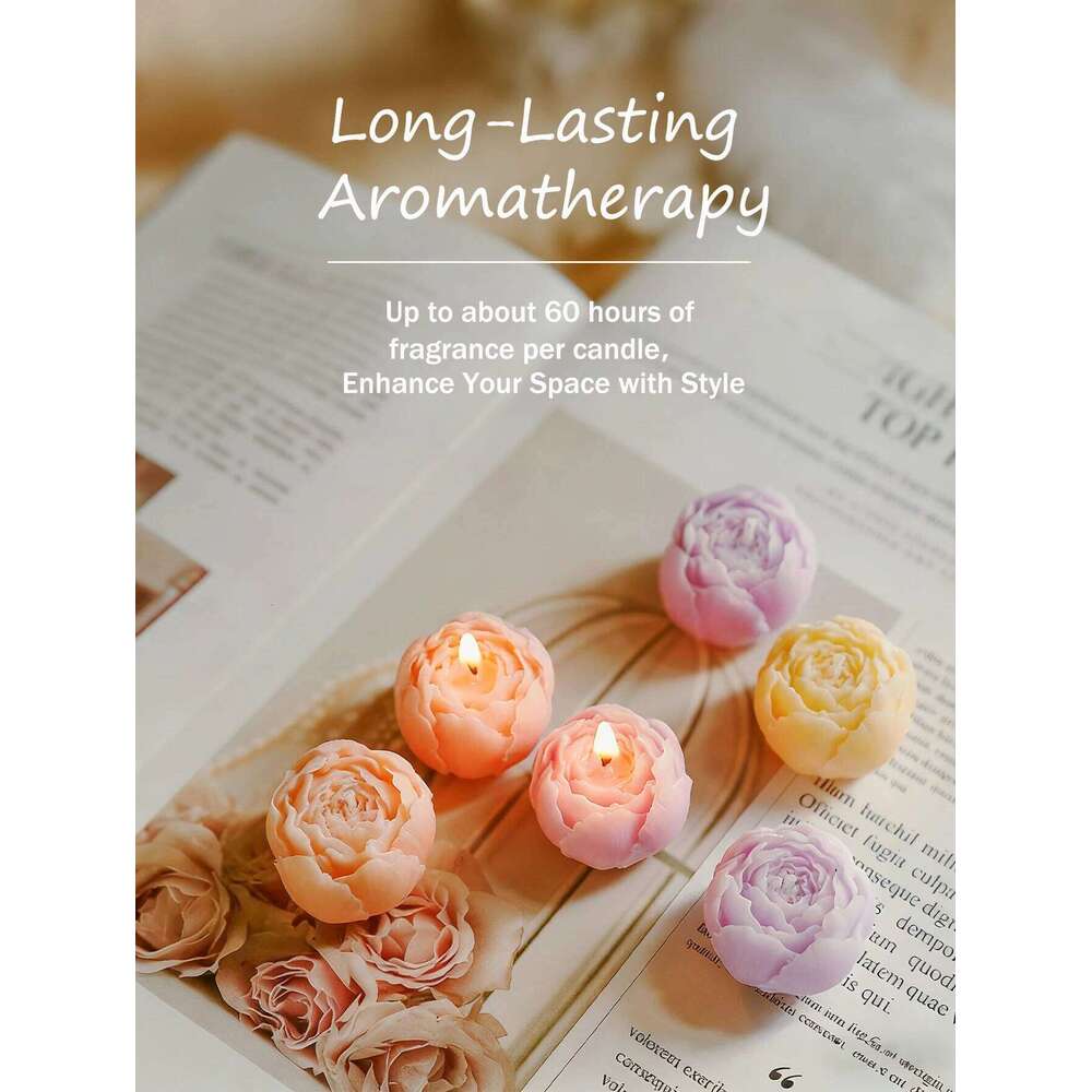 5-Color Rose Scented Candles Set of 4 Box, Smokeless Decorative Candles, Atmosphere Enhancer, Valentine's Day Decor & Gift S260204