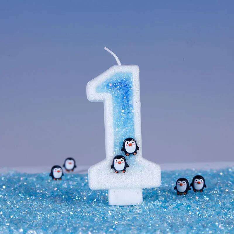 Cute Penguin Birthday Candles 3D Antarctic Glacier 0-9 Number Nice Party Wedding Cakes Decorations S260204
