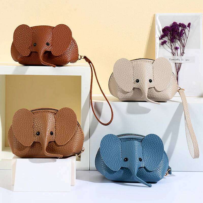4Pcs Elephant PU Leather Purse Women Small Wallet Purses Mini Simple Zipper Bags Pocket Wallets Coin Key Storage Bag Z260205