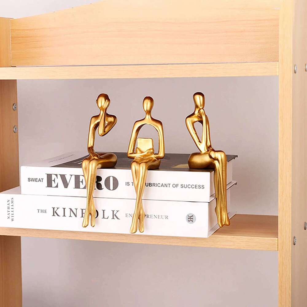 3pcs People Model Collections Resin Abstract Character Sculptures Christmas Gifts Home Decor for Office Study Bookshelf S260204