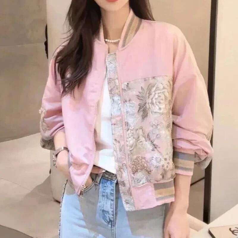 Spring Autumn Zip-Up Loose Bomber Jacket For Women Fashion New Products Trend Harajuku Cheap Baseball Aviator Coat Woman