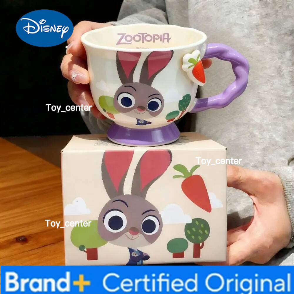 Disney anime Zootopia Nick and Judy 380ml ceramic mug decoration kawaii Household milk Surrounding couple water cup birthday gift H260205