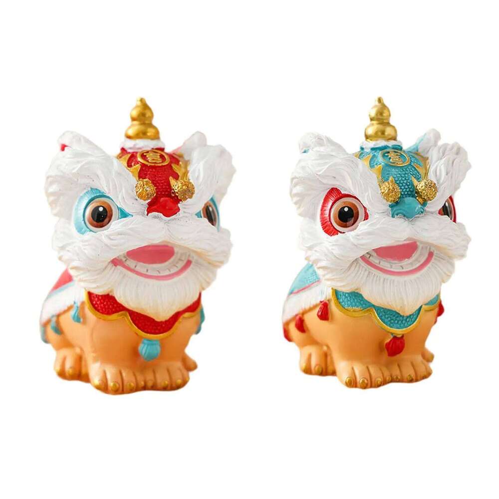 Premium Chinese Dance Statue Creative Resin Lion Craft Figurine for Home Cabinet Living Room Bedroom New Year Decoration