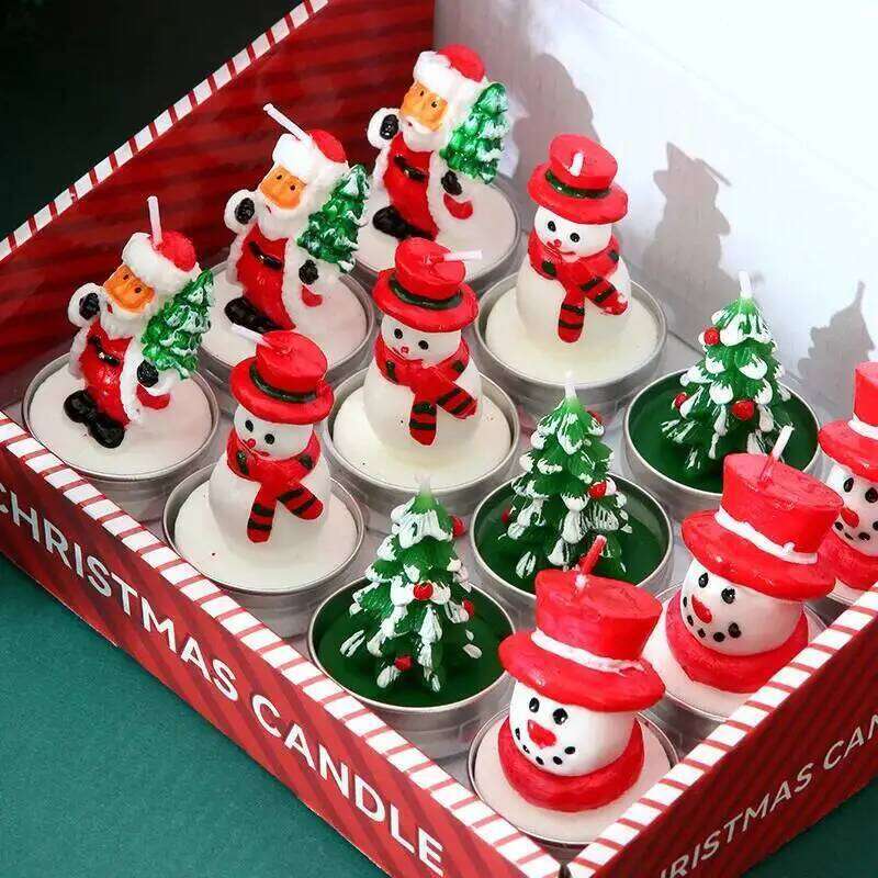 12PCS Decoration Supplies Smokeless Birthday Candles Atmosphere Christmas Candle Making Scents Oil Paraffinic S260204