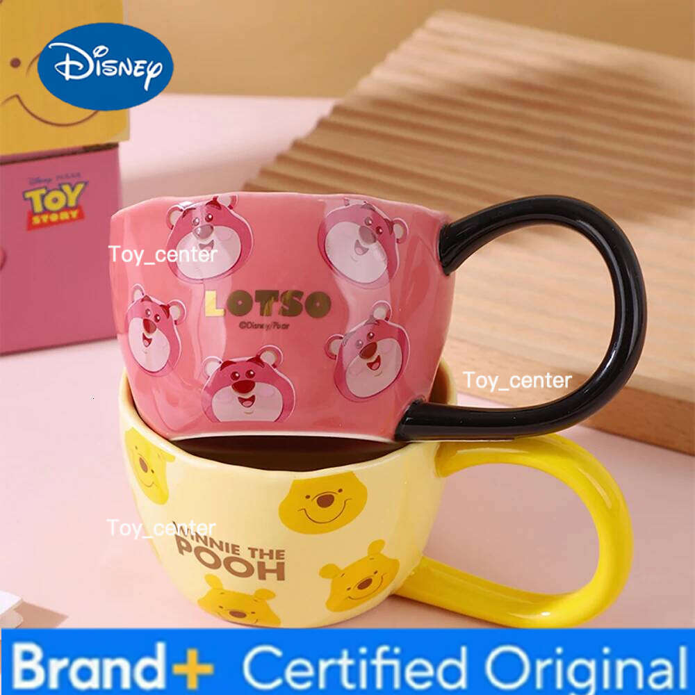 Disney Strawberry Bear Handgrip Mug Cups Creative Cartoon 300ML Household Ceramic Drinkware Breakfast Milk Coffee Juice Mugs H260205