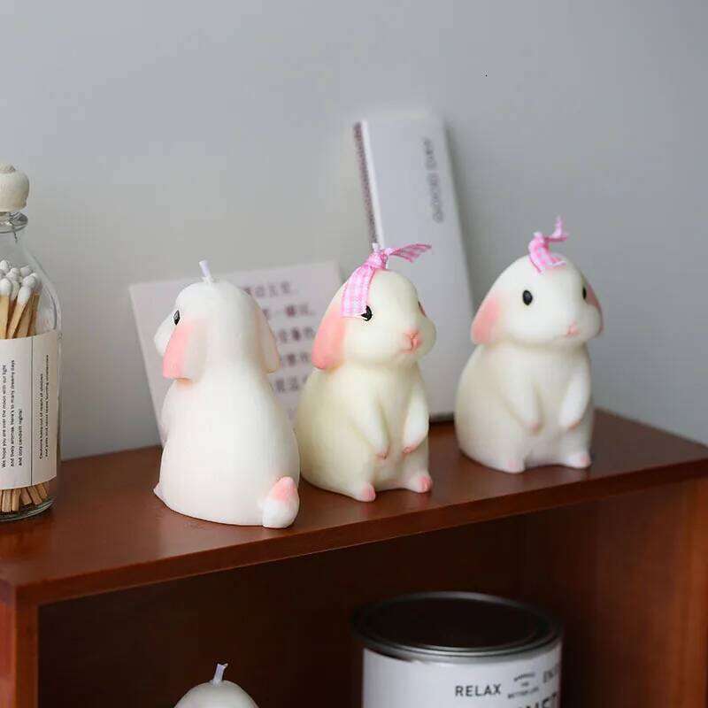 Bunny Scented DIY Soya Waxing Decoration Swing Home Desktop Decorations Accessories Birthday Gifts Cute Candle S260204