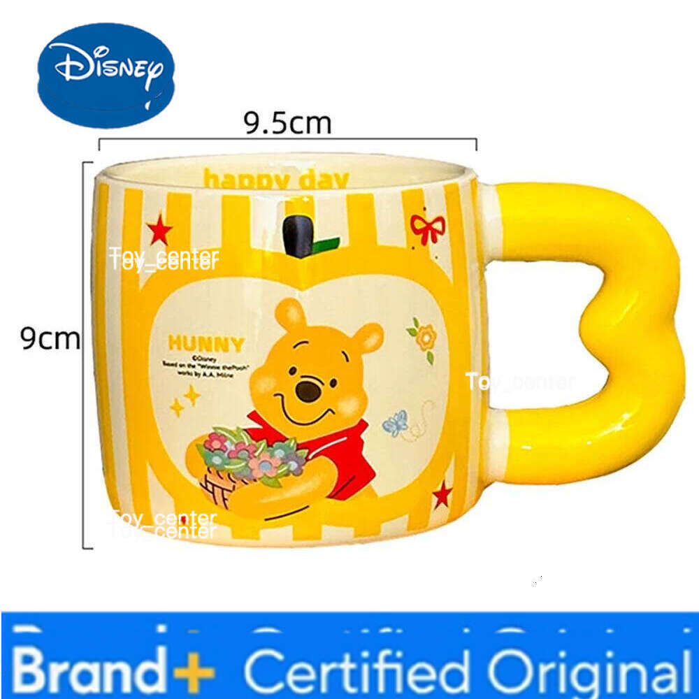 Disney Mickey Mouse Ceramic Mug Creative Striped Heart-shaped Handle Water Cups Home Kitchen Drinkware Office Coffee Milk Mugs H260205
