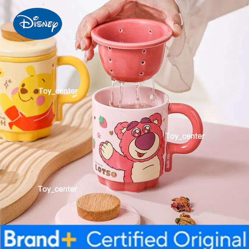 Disney Winnie the Pooh Water Cups with Lid Female Office Tea Strainer High Quality Ceramic Mugs Couple Cup Friends Exquisite Gifts H260205