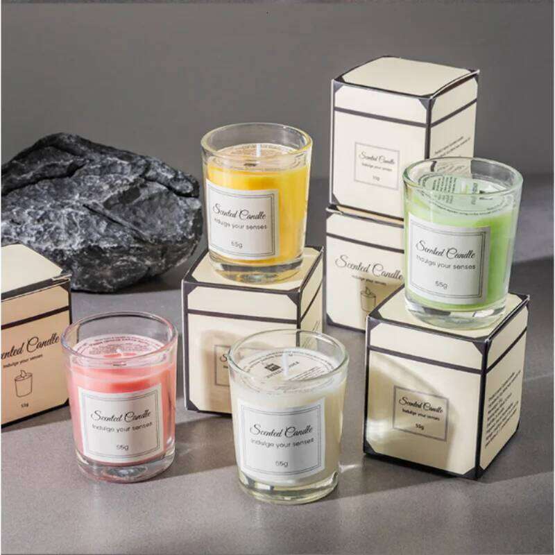 Boxed aromatherapy high-end glass cups, soy smoke-free scented candles, gifts H260205