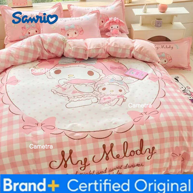 Sanrio Original Melody 100% Large Version Four-piece Cotton Bed Sheet Quilt Cover Pillowcase Three-piece Set H2602051