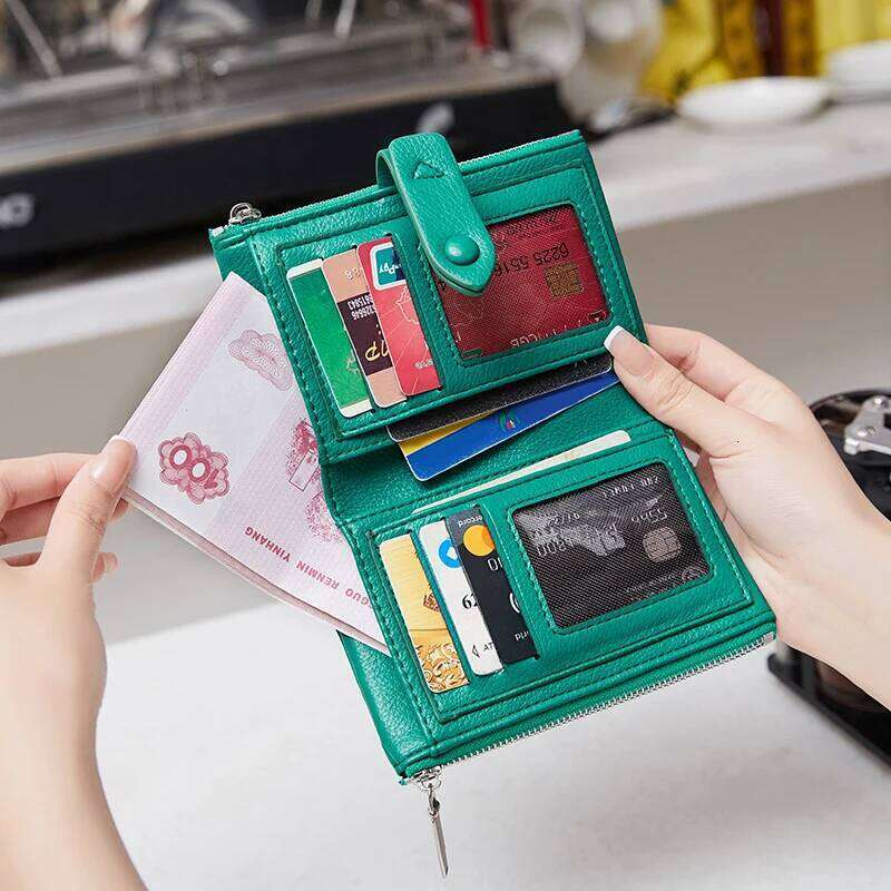 Minimalist Women's Wallet Short Folding Bag High QualityPUMulti functional Pocket Business Card ClipClassicZipper MoneyClip Z260205