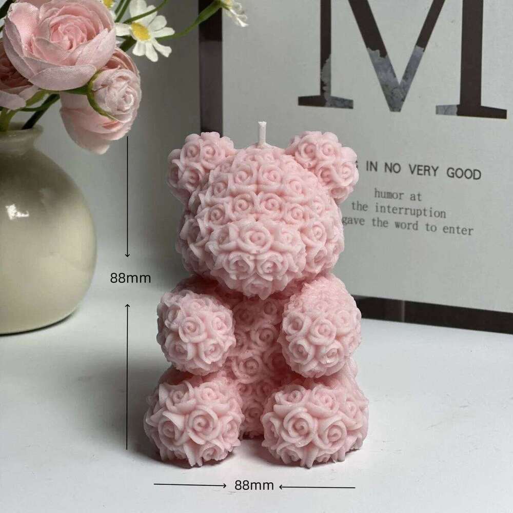 Cute bear low-temperature scented candle, skin-friendly, couple handcrafted anti-scald, romantic scene props that can be torn of S260204 663
