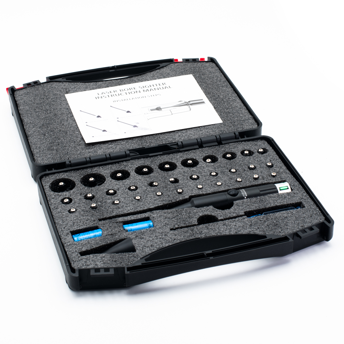 Rechargeable Bore Sight Kit Professional Red Laser Boresighter with 32 Adapters