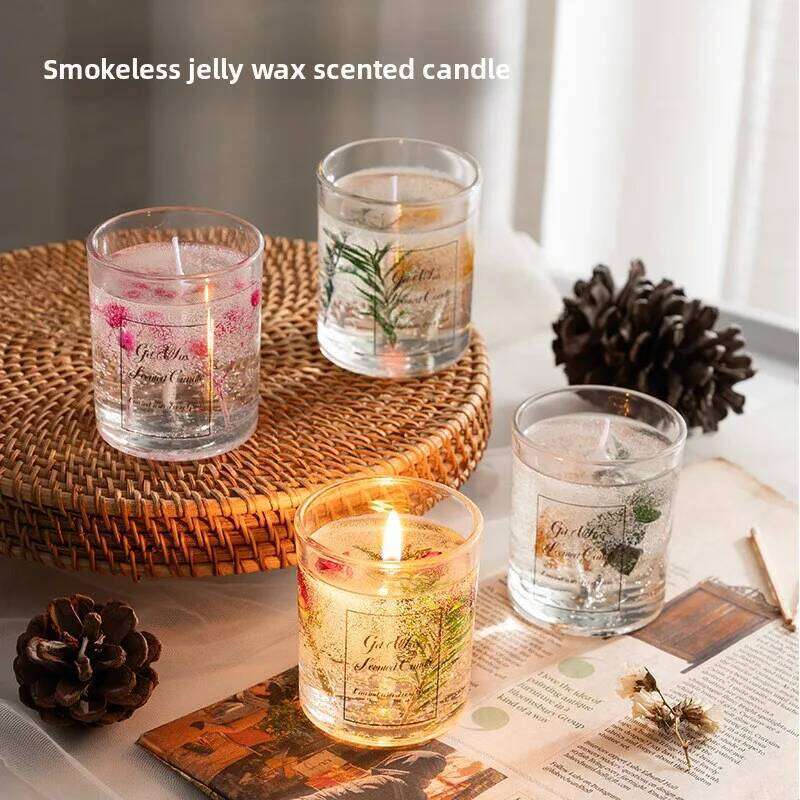 1 PCS 100g Dried Flower Seashell Scented Jelly Wax Candle for Birthday Home Aromatherapy H260205
