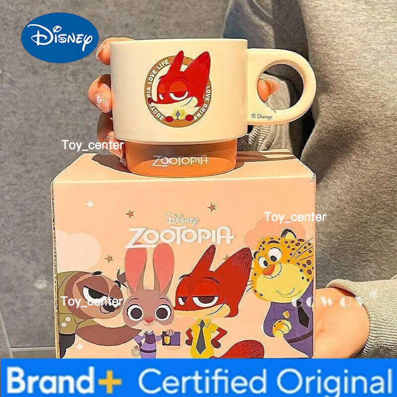 Disney Cute Zootopia Nick Judy Anime Pattern Milk Drinking Coffee Ceramic Mug Couple Water Cup Birthday Gift H260205