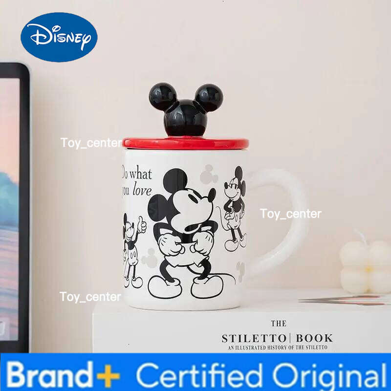 Disney Cartoon Ceramic Mugs 400ml wit & Handle Creative 3D Mickey Head Lid Homehold Drinkware Coffee Milk Mug Cups H260205