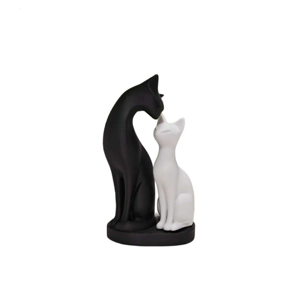 Black and white cat sculpture home decoration items are suitable for living rooms, computer desks, offices, etc S260204