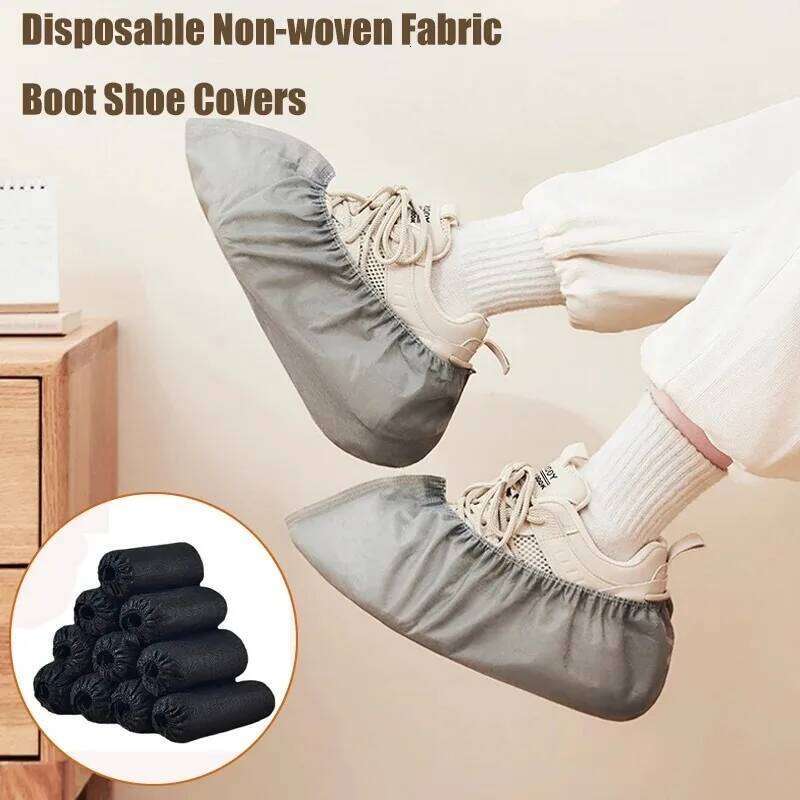 100 Count Disposable Boot Covers Non-Slip Stretchy Foot Booties Shoe Coverings for Workplace Indoor Carpet Floor Protection S260204