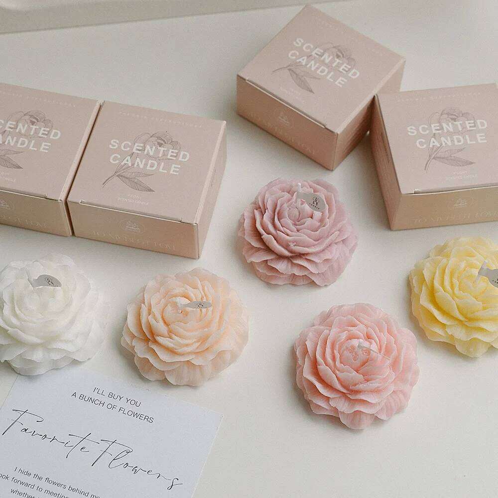 Candle Peony modeling gift decoration Mother's Day birthday flower scented candle S260204 19a