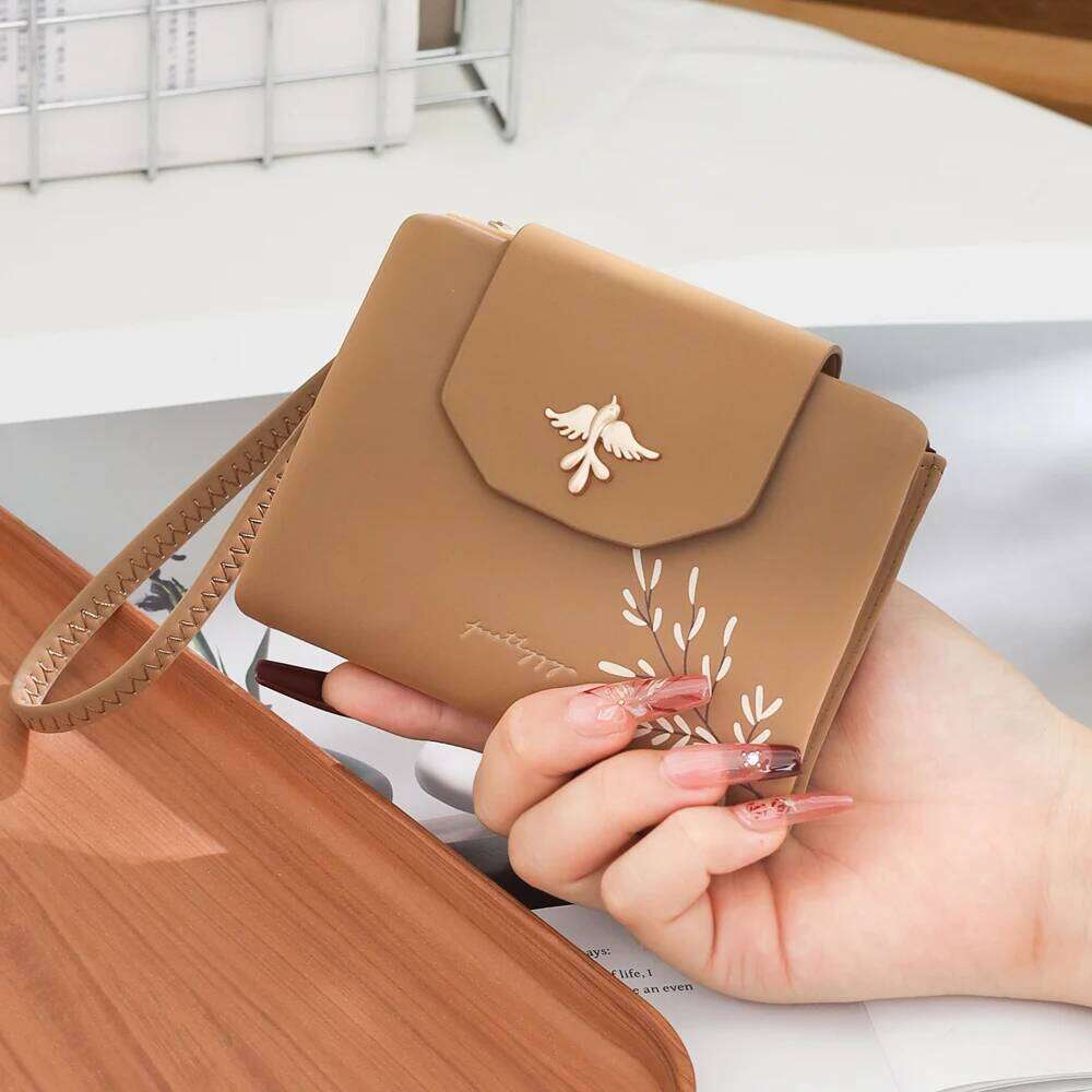 Women Short Folding Wallet Cute Bird Metal Swallow Ladies Zipper Coin Purse Female Small Clutch Money Bag Holder Z260205