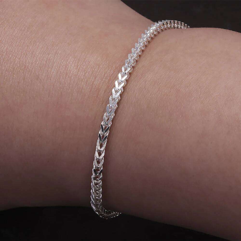 2mm Silver Franco Chain Necklace & Bracelet with Lobster Clasp Men Boy Women High Polished Punk Rock Party Jewelry 26H0205 26H0205