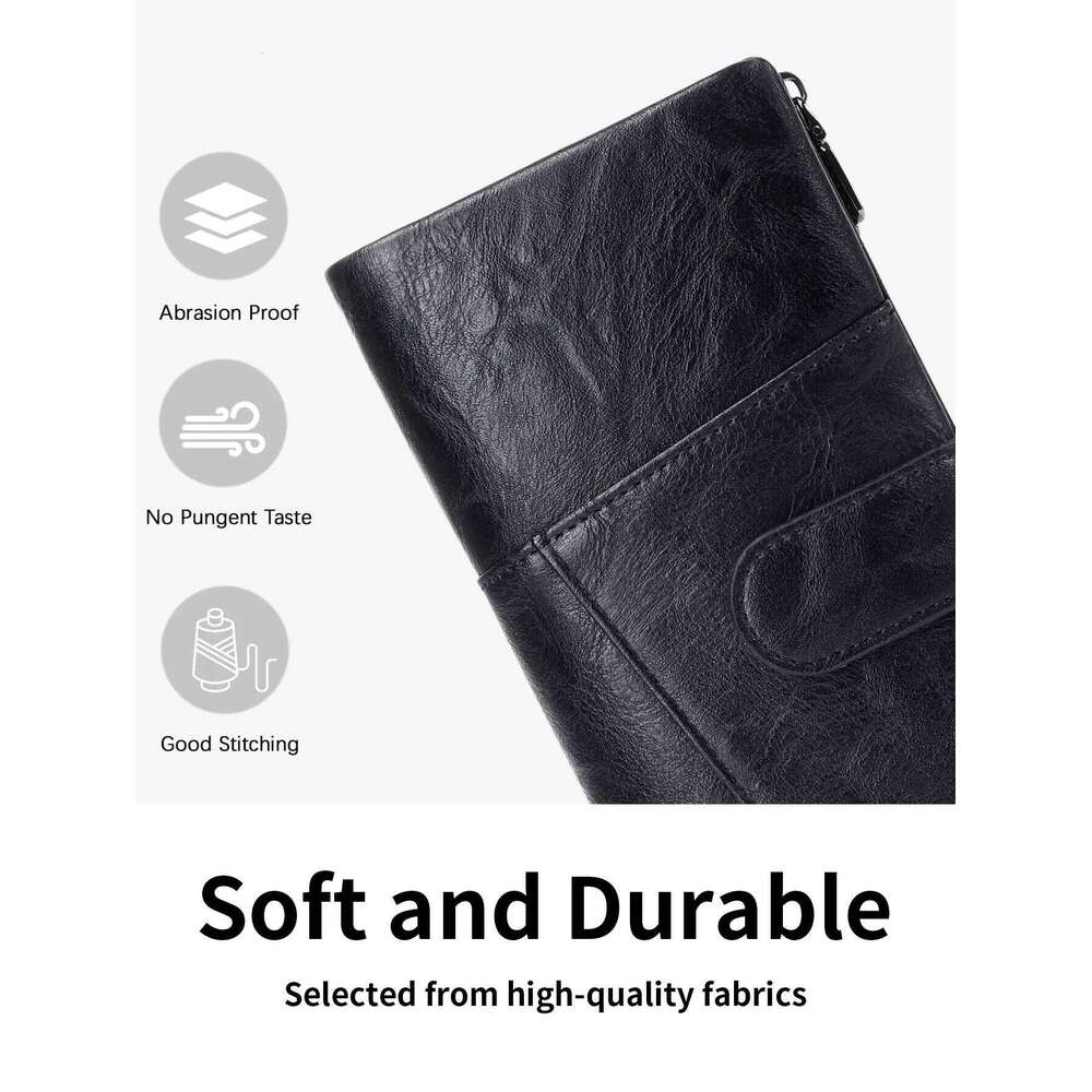 RFID Trifold Zipper Womens Holder Stylish Retro Business Long Wallet for Men High-Quality Luxury Portable Coin Purse Z260205