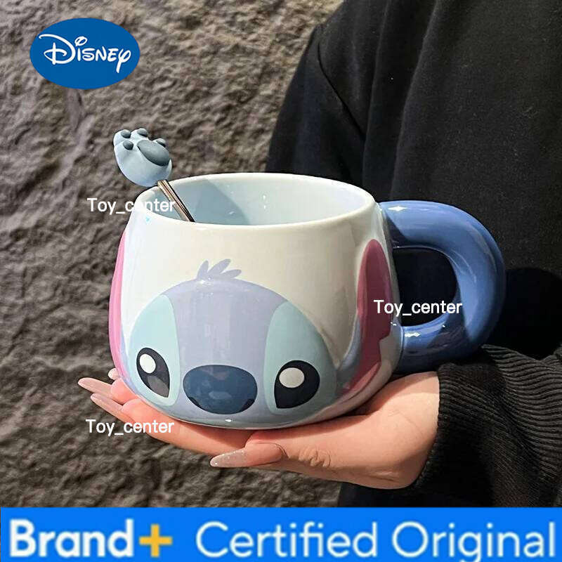Disney Cartoon Cute Stitch Mug Glass Juice Beverage Coffee Water Cup Girl Christmas Gift H260205
