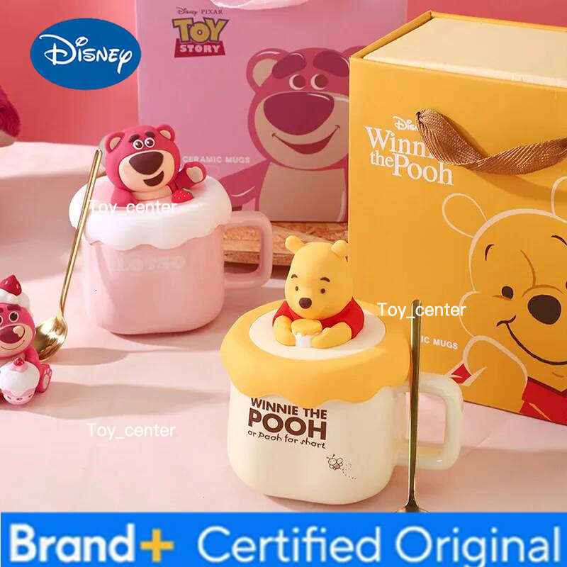 Disney Winnie The Pooh Ceramic Mugs With Spoon Toy Story Strawberry Bear Cartoon Gift Box Coffee Cup A Friend'S Birthday Present H2602051