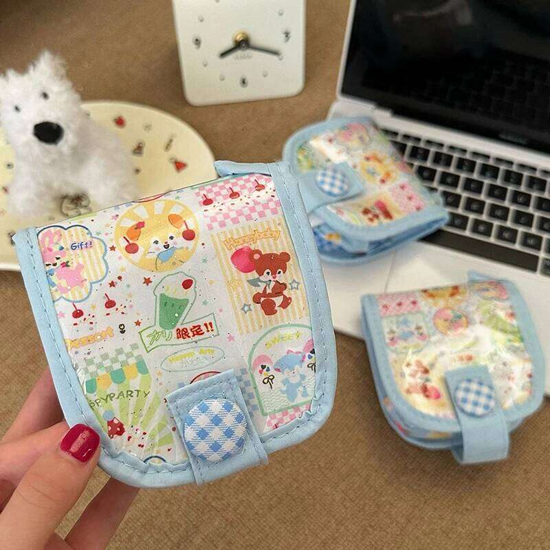 1pc Retro Multi-layer Short Summer Cartoon Photocard Mini Purse Wallet Outdoor Student Coin Bag Z260205