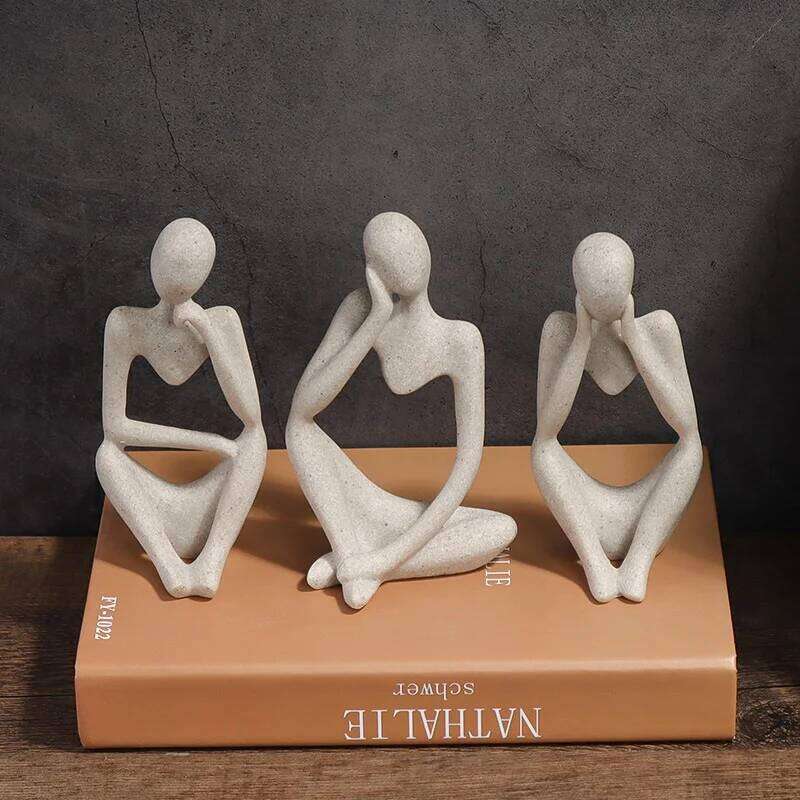 Minimalist Human Contemplation Sculpture Figurine - High Quality Decorative Art Piece with Excellent Value S260204