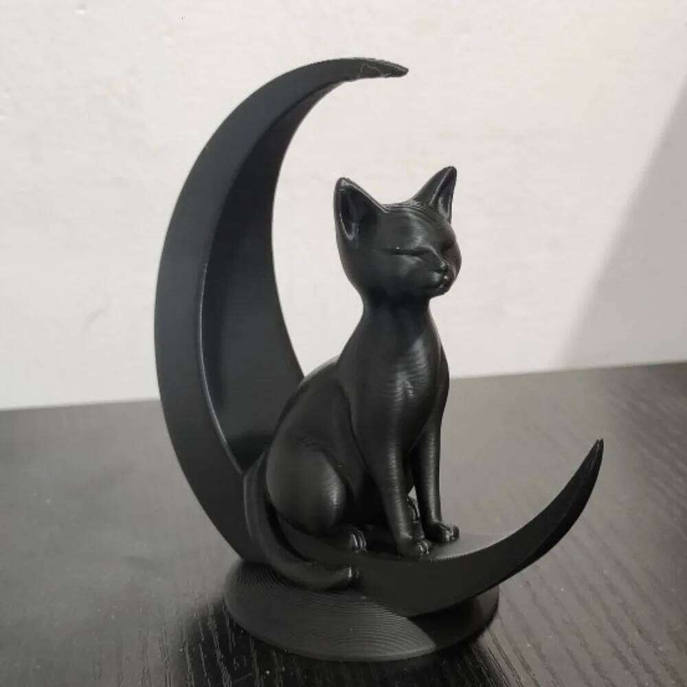 3D Printed Creative Toy Ornaments Moon Decorative Cute Cat Desktop Decoration Crafts Party Home Decor S260204