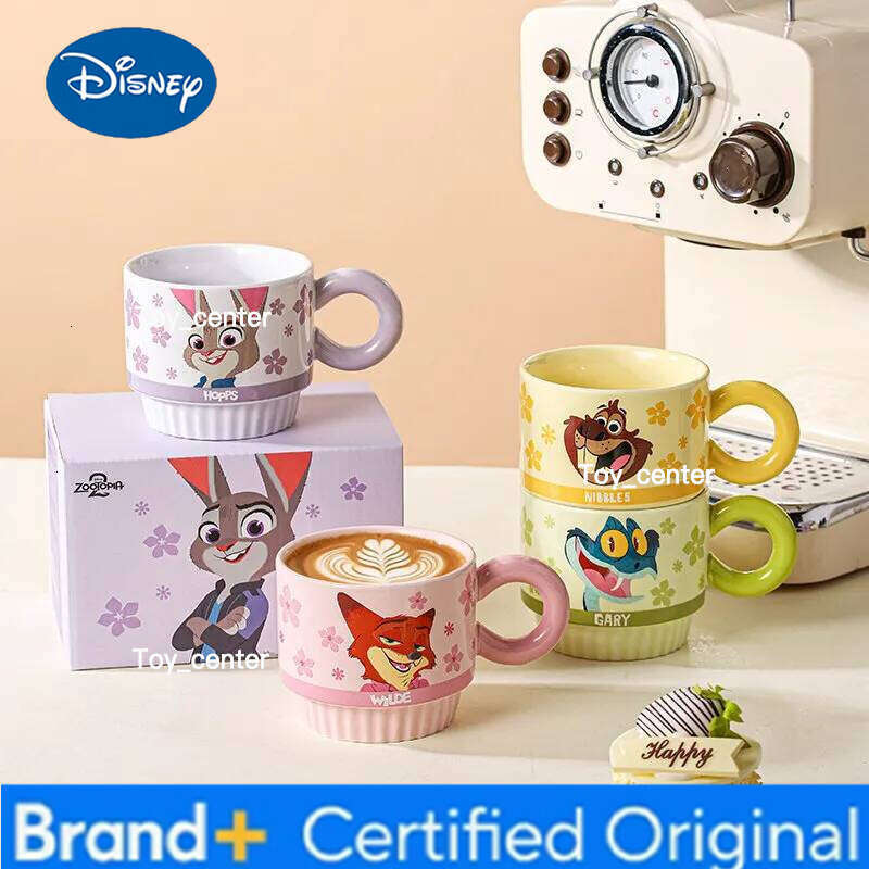 Disney Zootopia Series Cute Mugs Girls Cartoon Ceramic Water Cups 4 Pieces Set Creative Office Coffee Cup Birthday Gifts H260205