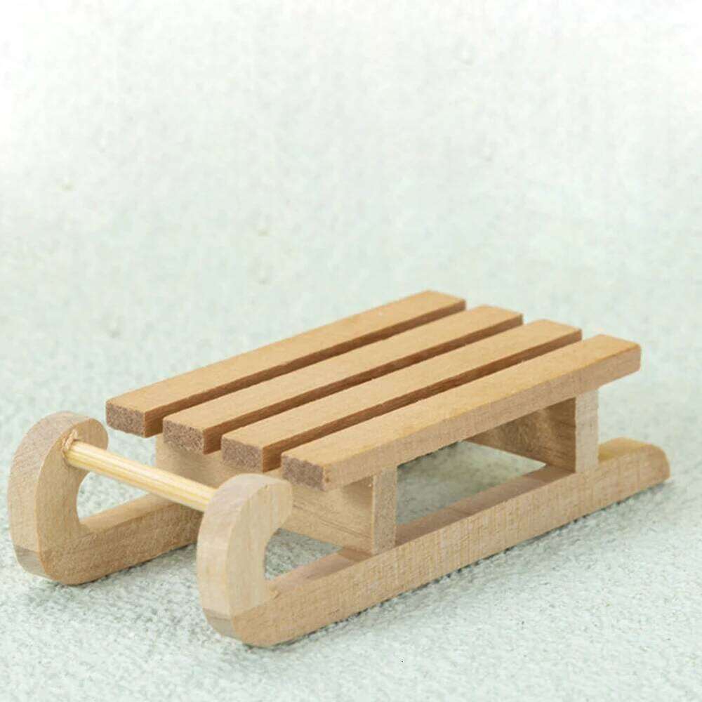 Mini Simulation Non-Toxic 1/12 Wooden Sleigh Desktop Craft Home Decor Crafts Snow Sled Ornament Doll House Accessories S260204
