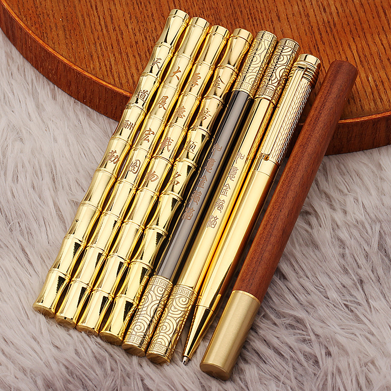 Bestseller Vintage Bamboo Pure Brass Metal Barrel Neutral Business Signature Pen Student Personalized Stationery Engravable ddmySat