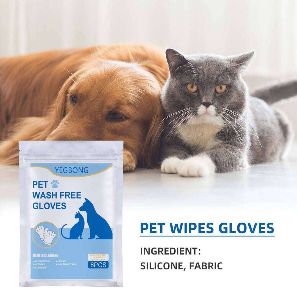 Yegbong Pet Hair Removal Cleaning Wipes Bath Needed Cat No Wash Non-Woven Fabric Gloves S260203