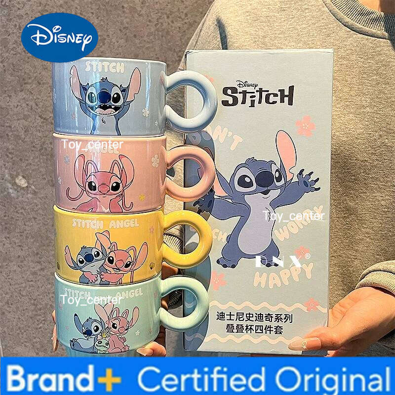 Disney Kawaii Cartoon Anime Peripheral Stitch Model New Ceramic Household Milk Coffee Mug High Appearance Stacked Cup Birthday Gift H260205