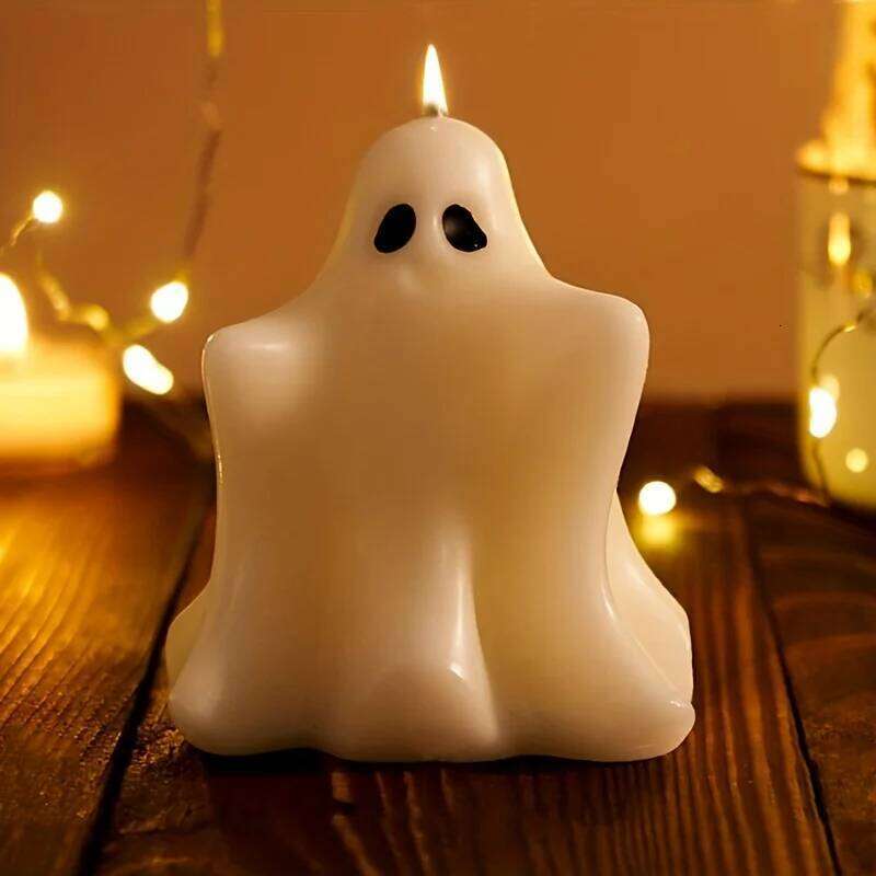 Handcrafted Halloween Ghost Scented Lavender Aroma Single Wick Jar Design Irregular Shaped Festive Aromatherapy Candle S260204