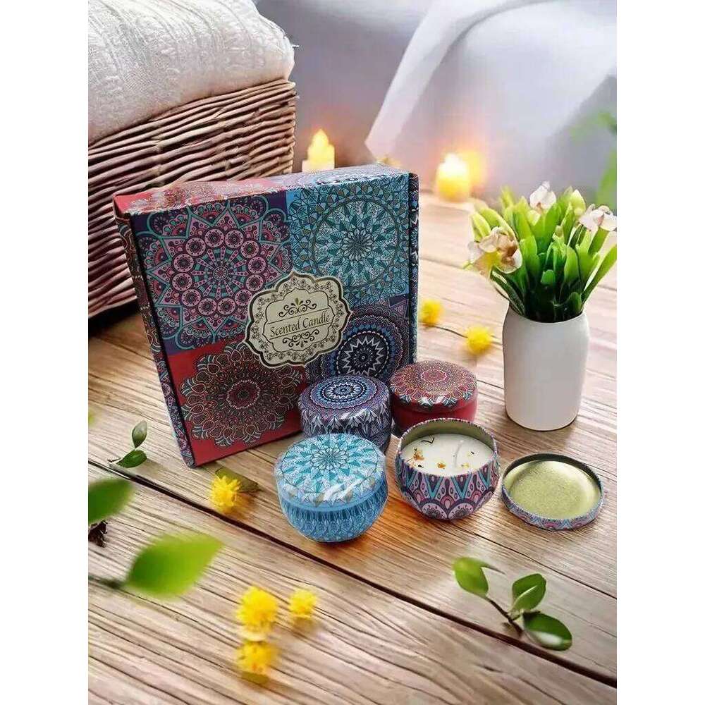 Scented Candle Boxes Set, 4 Fragrances, Candles for Stress , Relaxation, Yoga, and Holiday Gifts, Color Box Packing H260205