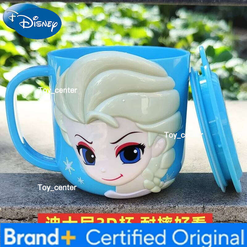 Disney Cartoon Mickey Stitch kids With Lid Milk Mug Frozen Elsa 3D Home Drinking Mouth Brushing Children's Water Cup H260205