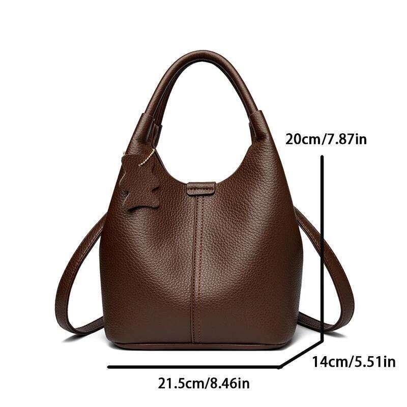 High-end and versatile handbag, soft leather bucket women's single-shoulder bag, fashionable crossbody bag Y260204