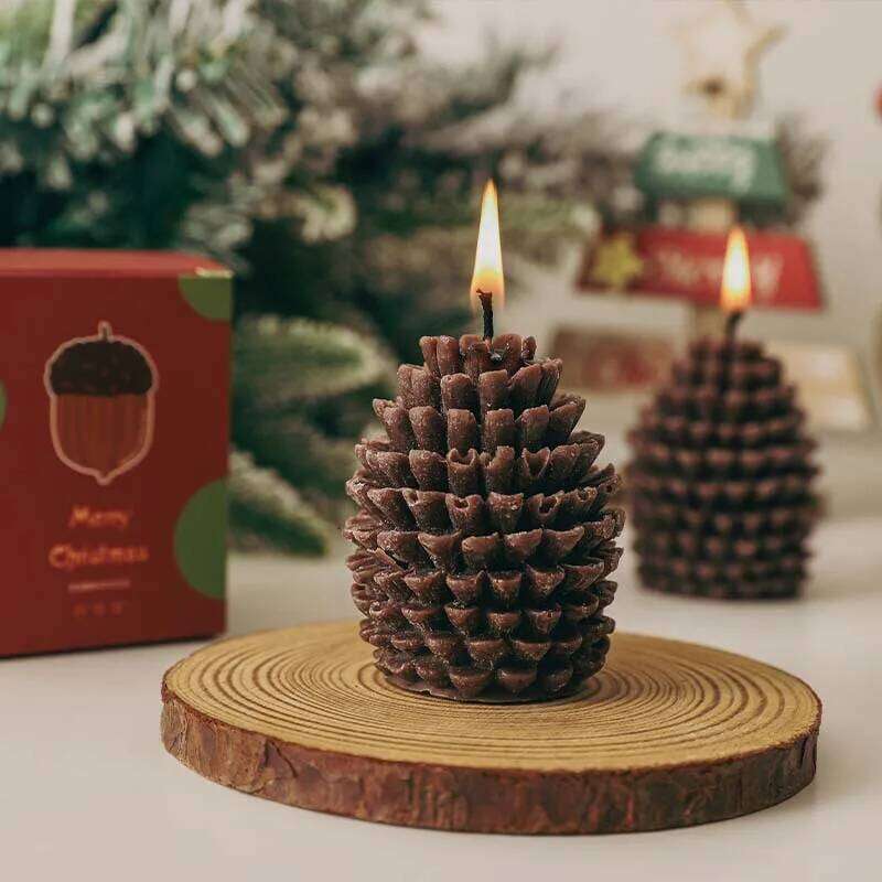 2PCS Christmas pine cone scented candle souvenir creative shooting props holiday gifts home decoration S260204