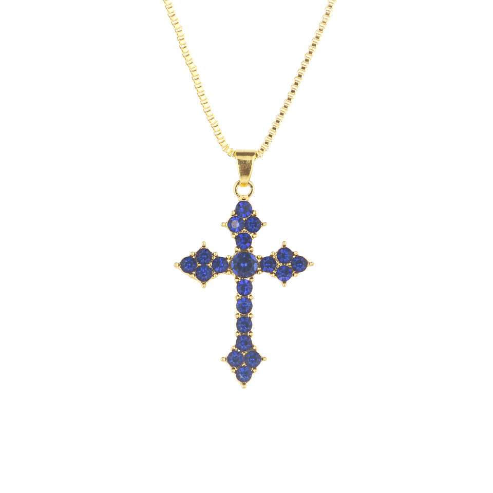 New European American Vintage Cross Necklace with Zircon Inlay, Popular on Instagram, for Men and Women - view 4