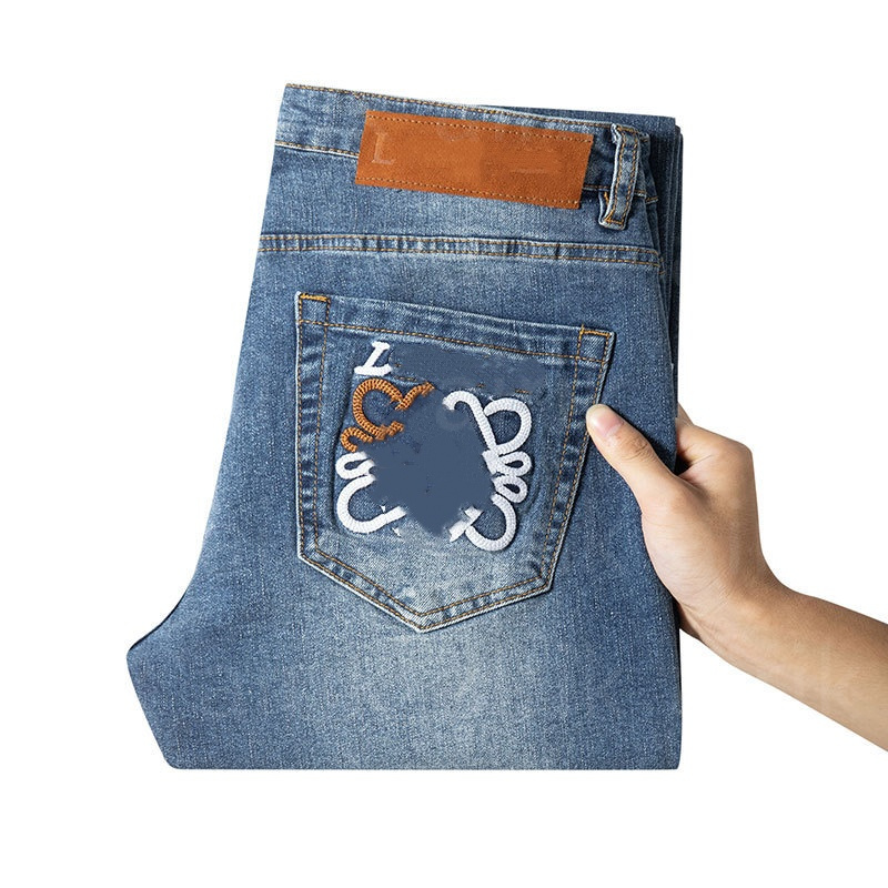 designer jeans for mens Pant mens slim fit elastic embroidery fashion skinny jean style whitening mens broken hole denim luxury pants designer jeans men