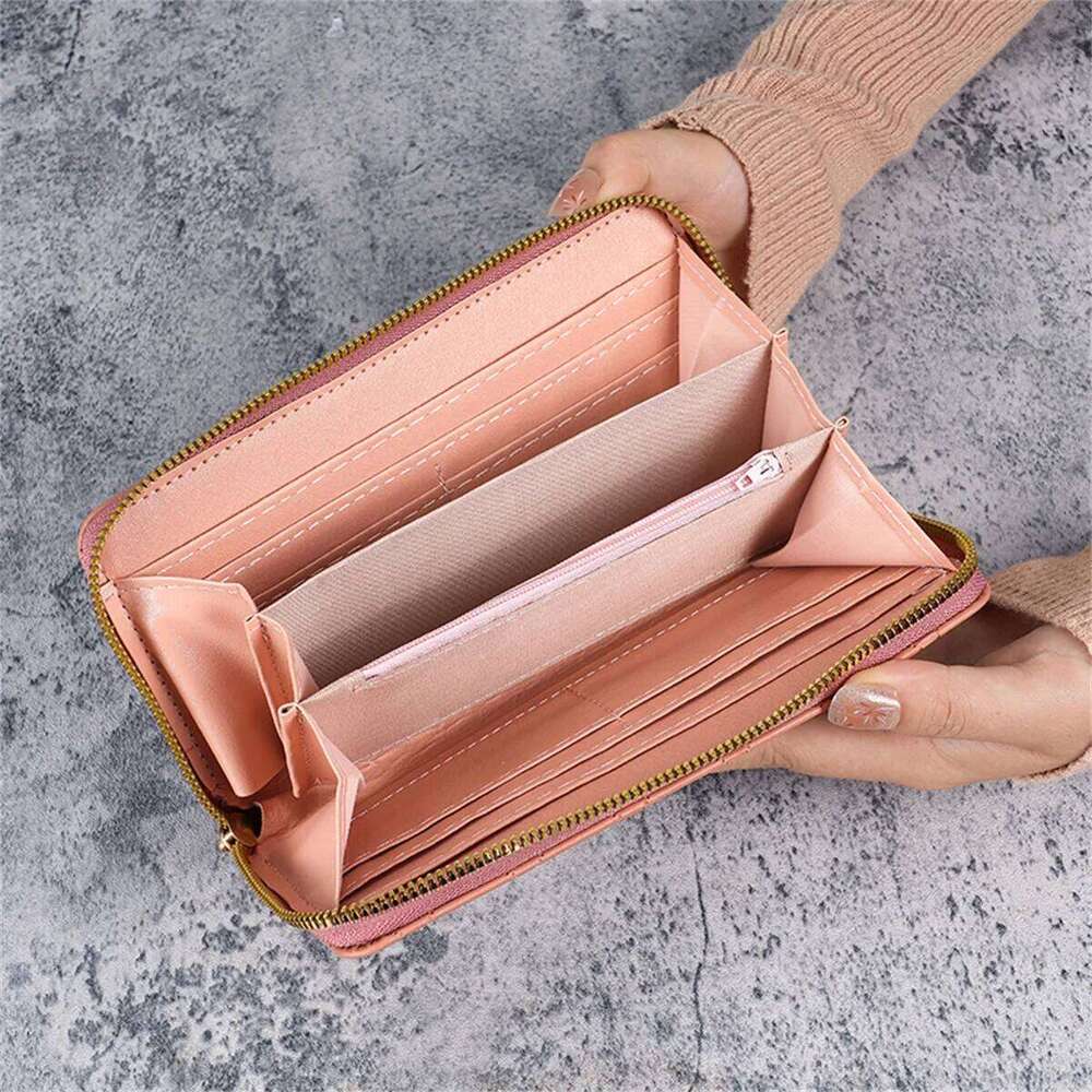 2024 new wallet Korean cute long coin purse large capacity lady multi-card zipper holding mobile phone bag female Z260205