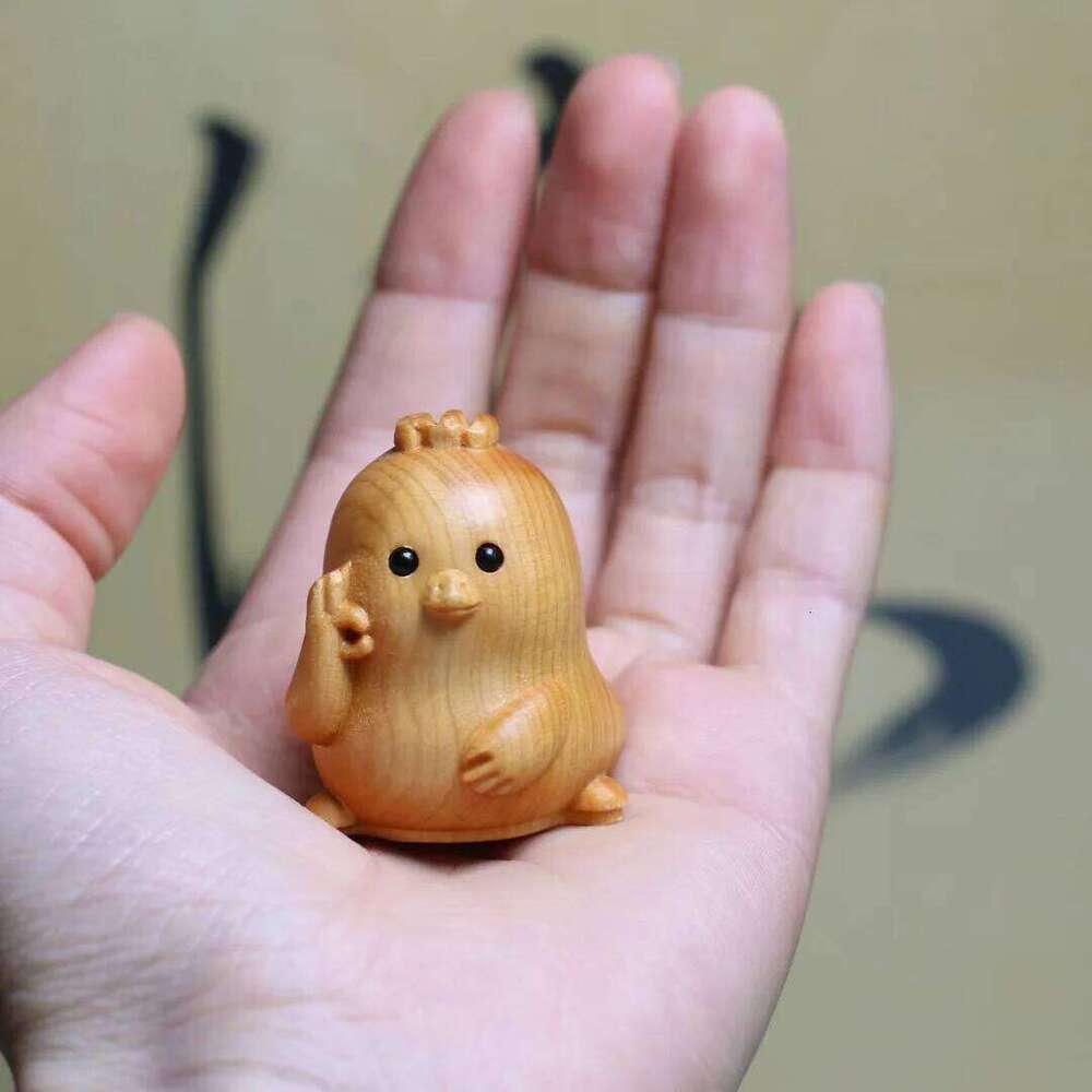 12 Zodiac Wood Carving Set - Rat Cow Tiger Rabbit Dragon Snake Horse Sheep Monkey Chicken Dog Pig Animal Figurines Handmade Gif