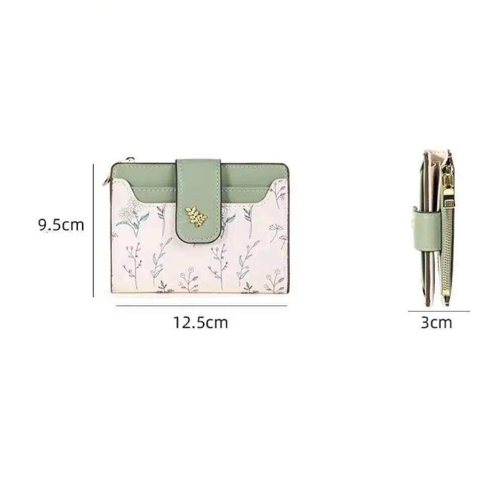 Slim PU Leather Short INS Multi-Cards Coin Purse Small Flowers Card Bag Wallet Zipper Hasp For Women Girl Z260205